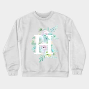 Botanical alphabet H green and purple flowers Crewneck Sweatshirt